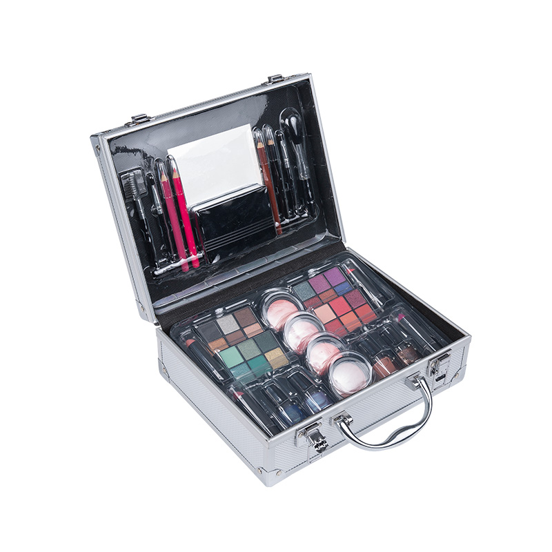 Komplettes Make-up-Set mit Koffer (Lidschatten, Rouge, Nail Polish, Augenbrauenstift, Lippenstift und mehr)