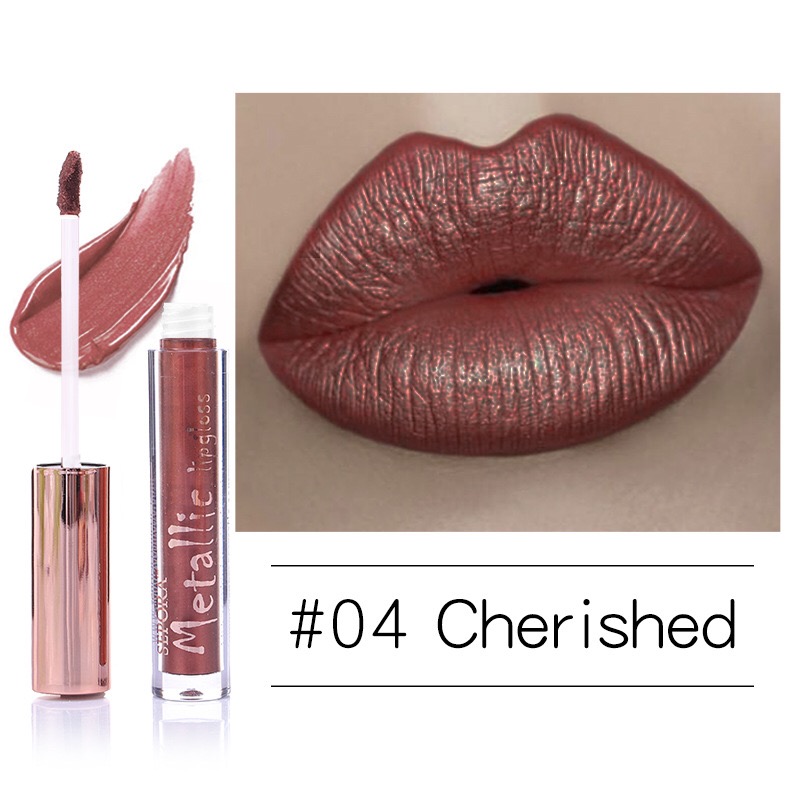 8 Farben metallischer, flüssiger, nicht klebender, lang anhaltender Glitter-Lippenstift