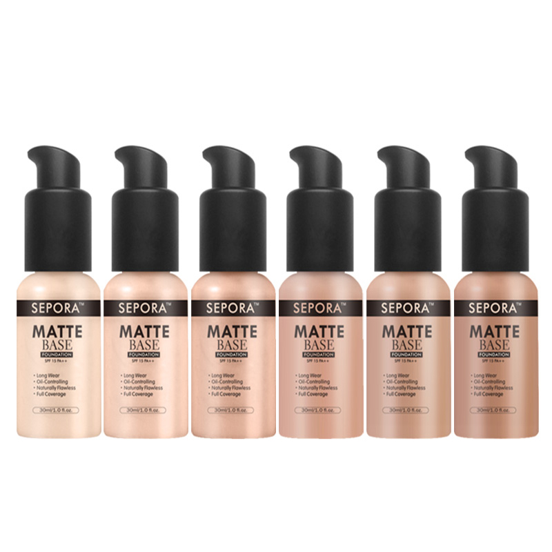 6 Farben Foundation Gesicht Concealer Makeup Flüssige Foundation Kosmetik Feuchtigkeitsspendende Whitening Foundation Wasserdichtes Gesichts Makeup